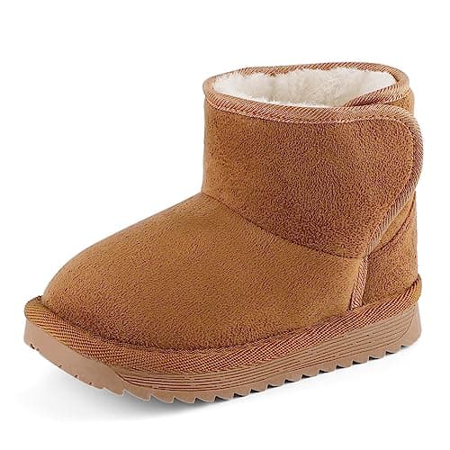 Image of MK MATT KEELY Baby Winter Shoes Kids Boy Girl Warm Snow Boots Toddler Unisex Plush Booties Brown,11 UK Child(190mm)