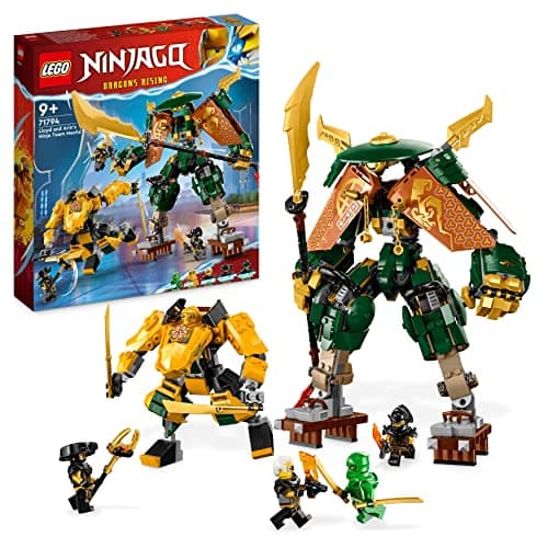 Image of LEGO NINJAGO Lloyd and Arin's Ninja Team Mechs Set with 2 Combinable Action Figures and 5 Minifigures, Ninja Battle Playset for Kids, Boys & Girls 71794