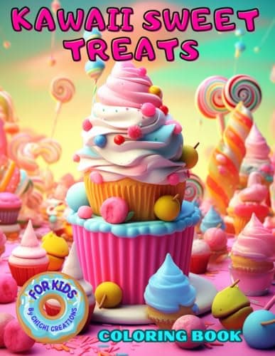 Image of KAWAII SWEET TREATS COLORING BOOK: CUTE CANDY COLORING BOOK. DESSERTS, CUPCAKES, DONUTS, CANDY, ICE CREAM, FUN FOOD, DELICIOUS FRUITS. FOR TODDLER, GIRLS AND BOYS (CHICHI CREATIONS)