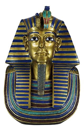 Image of Ebros Gift Large Detailed Golden Cobra & Vulture Mask of Pharaoh Egyptian King TUT Bust Statue 18.75" Tall Classical Ancient Egypt Royalty Historical Decorative Figurine