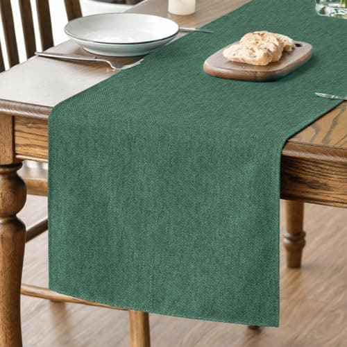 Image of Artoid Mode Forest Green Christmas Table Runner, Seasonal Spring Winter Machine Washable Kitchen Dining Table Decoration for Home Party Decor 40x180 cm