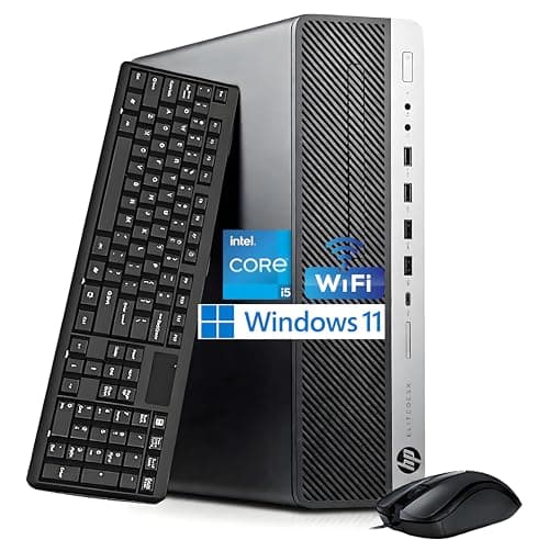 Image of HP EliteDesk 800 G3 SFF Desktop Computer PC, Intel Core i5-6500, 16GB RAM, 512GB SSD, WiFi, Bluetooth, US Keyboard QWERTY, Windows 11 Pro (Renewed)