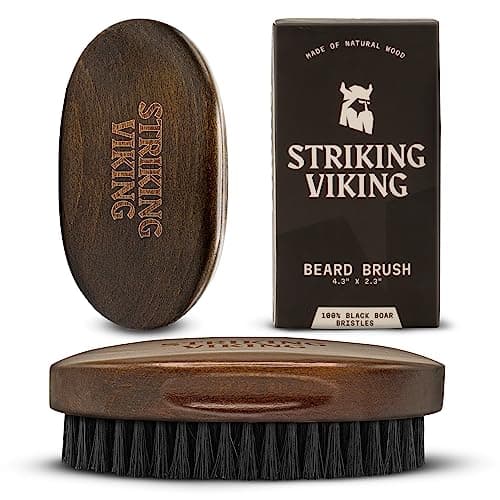 Image of Striking Viking Soft Boar Bristle Beard Brush - 4.3 in, Brown - Anti-Static Styling Tool - Beard Brush for Men