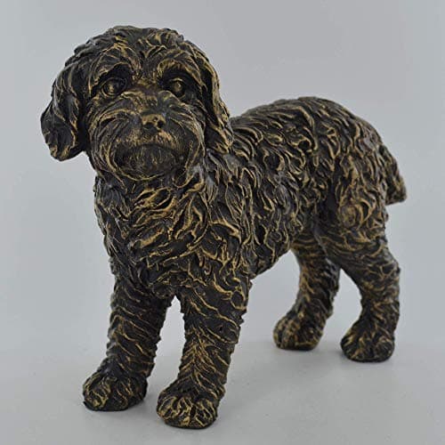 Image of Prezents.com Large Cockapoo Dog Standing Cold Cast Bronze Resin Sculpture - Pet Gifts Stand Out Home Decor H17cm