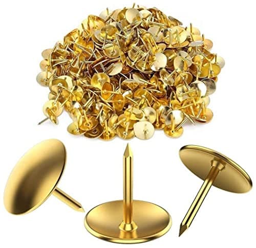 Image of Orbitron 300 Brass Drawing Pins - Strong Head Push Cork Board Thumb Tacks Boxed