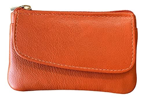 Image of Golunski Small Soft Leather Coin Purse with Coin Purse Credit Card, Orange, Petit, Purses