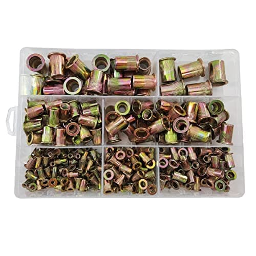 Image of 300 pcs Zinc Plated Carbon Steel Rivet Nut Set Threaded Rivet Nut Insert Nutsert Assortment Kit M3 M4 M5 M6 M8 M10 M12