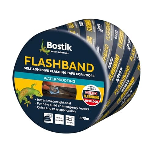 Image of Bostik Flashband Self Adhesive Flashing Tape for Roofs Grey - 150mm x 3.75m - Provides an Instant Watertight Seal - Complete With Primer