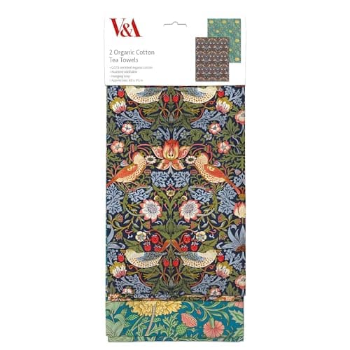Image of Museums & Galleries Tea Towels - Set of 2 - William Morris Designs - Organic Cotton - Stylish Home Accessory