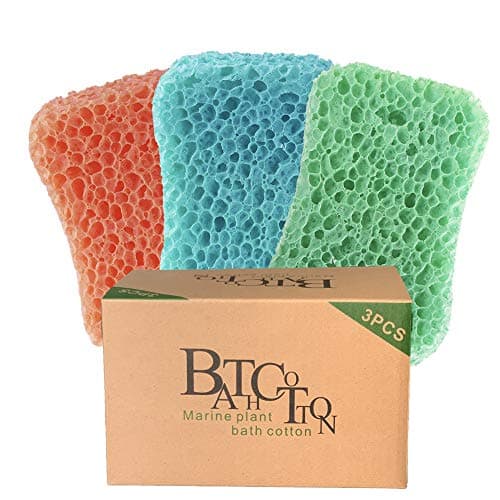 Image of Bath Sponge 3 Pack Shower Sponges for Cleaning Exfoliating Body Sponge Orange,Blue,Green