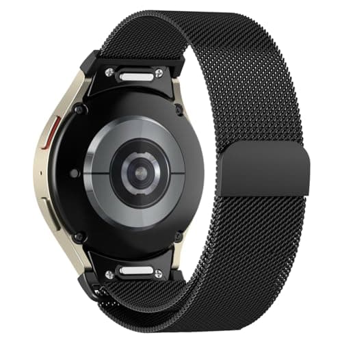 Image of Metal Strap for Samsung Galaxy Watch 7/6/5/4/FE 40mm 44mm/Galaxy Watch 6 Classic 43mm 47mm/Watch 5 Pro 45mm, One-Click No Gap Stainless Steel Magnetic Strap for Galaxy Watch 4 Classic 42mm 46mm, Black