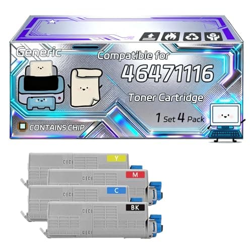 Image of 46471116 46471115 46471114 46471113 Toner Cartridge Compatible for Okidata OKI C813n Printers, With Chip, 20000 Pages, Vibrant Colours (4-Pack BK/C/M/Y)