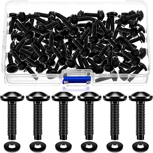 Image of 50 Pieces 10/32 Rack Screws 10/32 Rack Mount Screws Stainless Steel Rack Screws Black Server Rack Rail Screws Studio Screws with Nylon Rack Washers for Audio Server Rack Mounts Hardware Rails