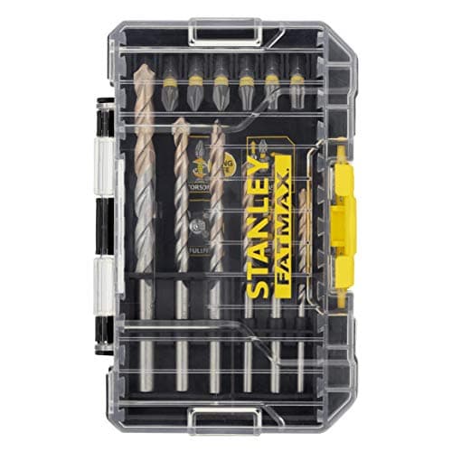 Image of STANLEY FATMAX Masonry and Impact Screwdriver Drilling Bit Set Includes a Small ToughCase and Shaker Box Compatible with Pro-Stack and TSTAK (19 Pieces) STA88552-XJ