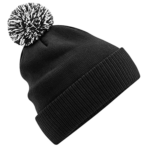 Image of Beechfield - Recycled Snowstar Beanie - Stylish Ribbed Cuff - Black/White