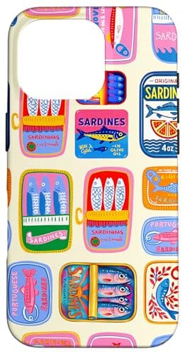 Image of Retro Summer European Tinned Sardine Fish Collage Case for iPhone 16 Pro
