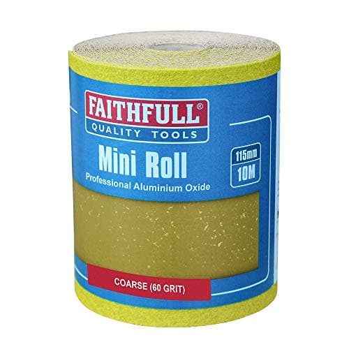 Image of Faithfull FAIAR1060Y 10M Coarse (60 Grit) Sandpaper Roll Yellow (Std) 115mm x 10M