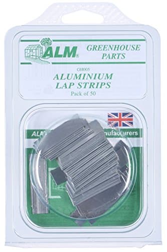 Image of Aluminium Lap Strips Pack of 50 Particularly useful for odd pane thicknesses and wooden greenhouses Flat aluminium strips to bend to shape for glazing repairs. Particularly useful for odd pane thicknesses and wooden greenhouses.