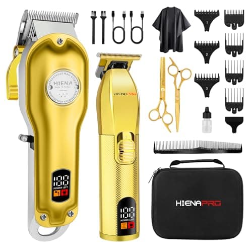 Image of HIENA PRO Professional Hair Clippers Men Cordless Mens Hair Clipper and Trimmer Set Hair Cutting Kit for Barber Set Rechargeable Barber Clippers with LED Display
