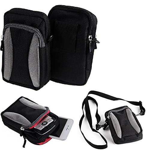 Image of K-S-Trade Protective Case For Doro Primo 413 Belt Bag Holster Shoulder Bag Compatible With Doro Primo 413, Black-gray + Extra Space For Powerbank, Hard Disk, Etc Case Travelbag Breast Bag