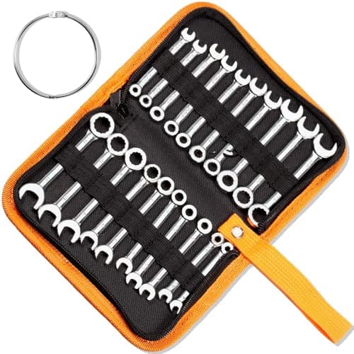 Image of LEONTOOL Mini Wrench Set Metric and SAE 20 Pcs Ignition Wrenches 4-11mm & 5/32" to 7/16" Open End Box End Wrench Set with Key Ring, Combination Wrench Sets with Zipper Bag
