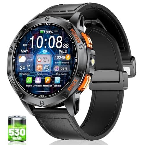 Image of LIGE GPS Smart Watch for Men with 530mAh Battery(Make/Answer Call),1.43" Amoled Always-on Smartwatch with Heart Rate SpO2 Sleep Monitor,IP68 Fitness Tracker with 180 Sports Modes for Android iOS,Black