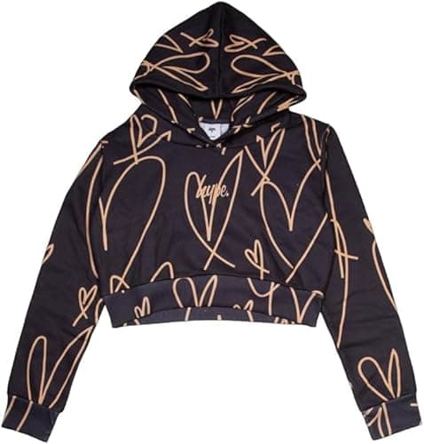 Image of Hype Girls Brown Scribble Heart Hoodie Size 3/4 Y