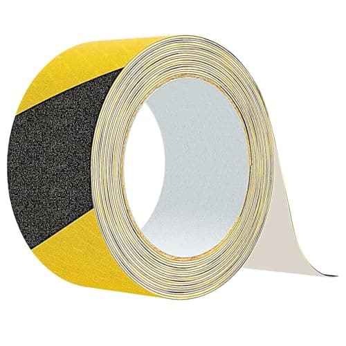Image of GTSE 50mm x 5m Black/Yellow Anti Slip Tape, High Traction, Strong Grip Abrasive, Non Skid Tape for Indoor/Outdoor Use, Tread Warning Tape
