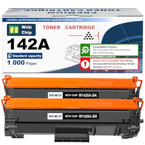 Image of 142A W1420A Toner Cartridge [with Chip] Compatible for HP LaserJet M110 M110w MFP M139 M139w M140 M140w Printer ( 2 Black )
