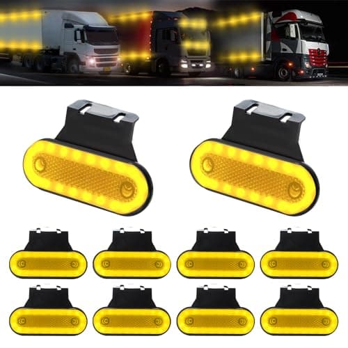 Image of Teguangmei 10PCS LED Side Marker Lights with Support 20SMD Side Indicator 12-24V Clearance Lights Front Rear Lights Position Lamps for Truck Trailer RV Lorry Camper Van Caravan (Amber)