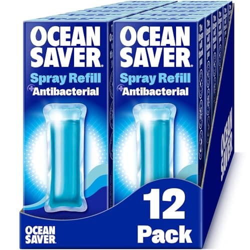 Image of OceanSaver Eco All-Surface Cleaner - 12 x 10ml EcoDrop Refills | Powerful Just Add Water Antibacterial All-Purpose & Disinfectant Spray | Plastic Free, Plant Based & Cruelty-Free | Ocean Mist Scent