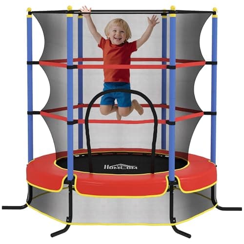 Image of HOMCOM 6FT Kids Trampoline for Toddlers with Safety Net Enclosure Outdoor Indoor for Age 3-10 Years, Blue