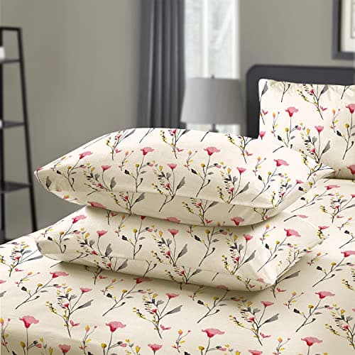 Image of RAYBedding 2 Pack Pillowcase 100% Egyptian Cotton Pillow Covers 400 Thread Count Floral Printed Blossom Pink Pillow Cases 2 Pack