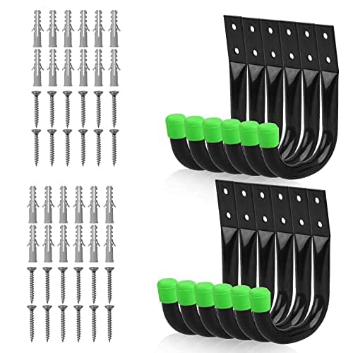 Image of SWANLAKE Heavy Duty Garage Storage Utility Hooks, Utility Hooks for Garage Wall,Color Black (12pcs)-H12CM*L8.9CM