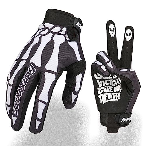 Image of Fast passion Skeleton-Paw Motorcycle Gloves for Men&Women,Cycling Glove Breathable Dirtbike Glove for ATV MTB Motocross Racing (1Black/White, L)
