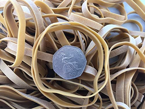Image of 300 x Thick 3.5" First Steps ® Rubber Elastic Bands No.64 89mm x 6mm 40 Grams Heavy Duty