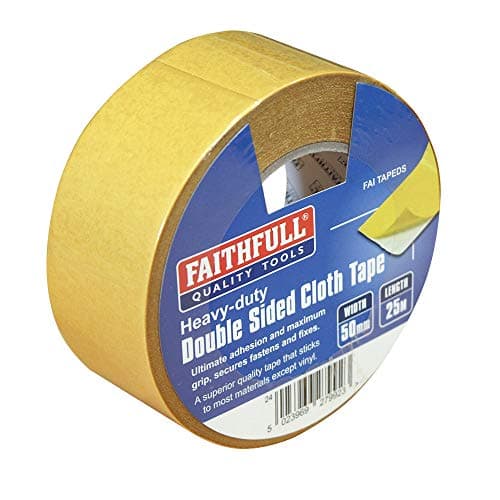 Image of Faithfull FAITAPEDS Double Sided Heavy-Duty Cloth Tape 50mm x 25M, Yellow