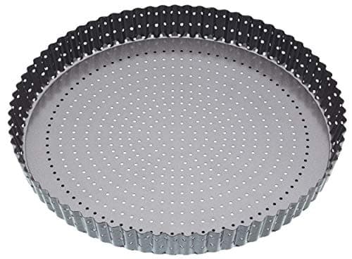 Image of MasterClass Crusty Bake 30 cm Quiche Tin with PTFE, PFOA and BPA Free Non Stick, Robust 1 mm Carbon Steel, Loose Bottom, Fluted, Perforated, Grey