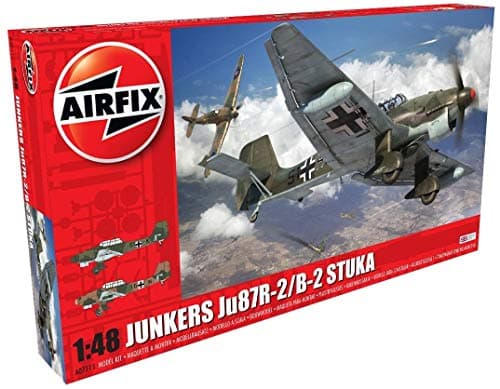Image of Airfix - Model Set - A07115 Junkers JU87B-2/R-2 Model Building Kit - Plastic Model Plane Kits for Adults & Children 8+, Set Includes Sprues & Decals - 1:48 Scale Model