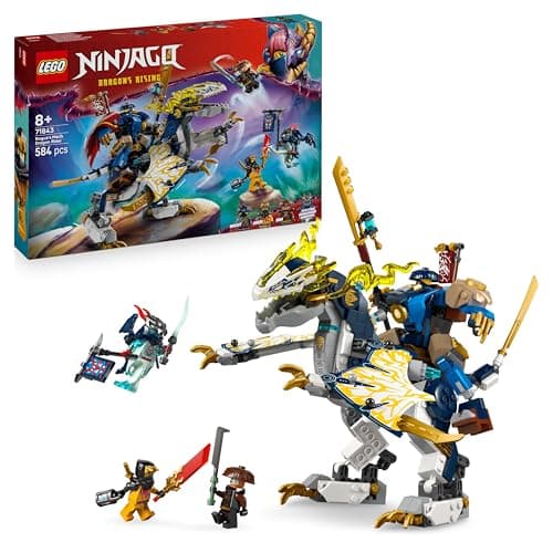 Image of LEGO NINJAGO Rogue’s Mech Dragon Rider 71843 Ninja Toy and Battle Playset with 4 Minifigures and Combat Accessories, Kids Birthday Gift Idea for Kids Aged 8+ (584 Pieces)