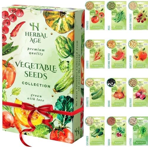 Image of Grow Your Own Kits - 12 Vegetable Plants Seed Box: Courgette, Chilli, Tomato Seeds, 5100 Vegetable Seeds for Planting UK - Unusual Gardening Gifts for Women & Garden Gifts for Men, Allotment Gifts