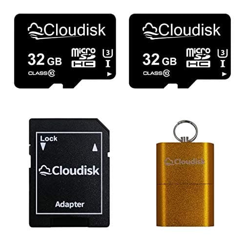 Image of Cloudisk Pack of 2 Micro SD Card 32GB Flash Memory Card Micro SDHC with SD Adapter, C10, A2, U3, UHS-I