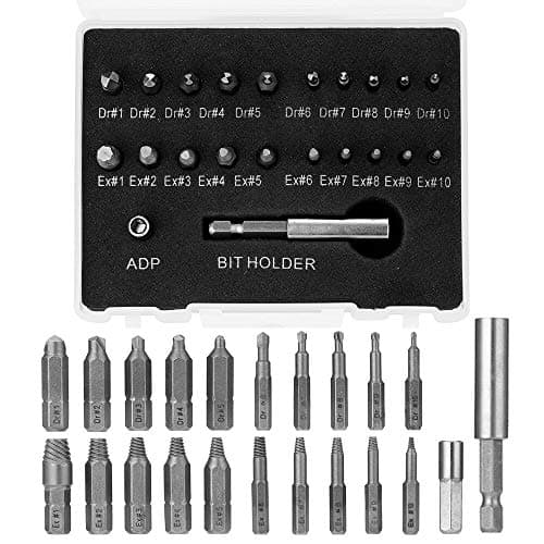 Image of Gasea 22 Pcs Damaged Screw Extractor Set for Broken Screw HSS Bolt Extractor Stripped Screw Remover with Magnetic Extension Bit Holder and Socket Adapter Kit