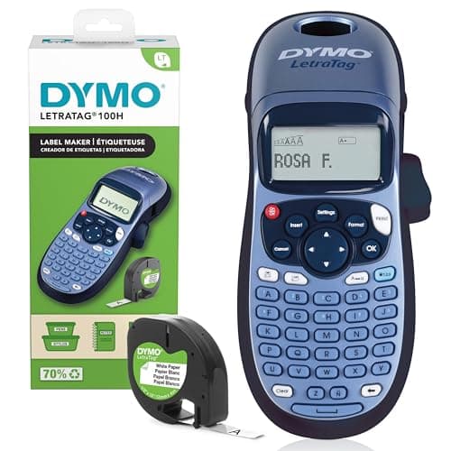 Image of DYMO LetraTag LT-100H Handheld Label Maker | ABC Keyboard Label Printer with Easy-to-Use13 Character LCD Screen | for Home or Office | Blue
