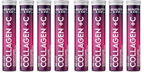 Image of Collagen Effervescent - Marine Collagen & Vitamin C Supplement - 500mg Per Tablet (4 Tubes) Beauty & Co (Pack of 2)