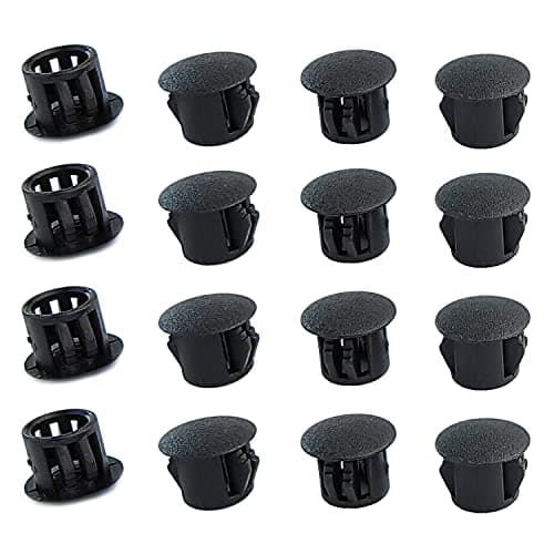 Image of Qrity 20 PCS Plastic Button Plugs, 11mm Round Drill Hole Cover Caps, Snap on Type, Furniture Hole Caps, Black, for Cabinet Desk Table Chair Cupboard Wardrobe