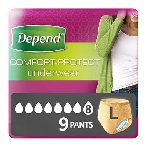 Image of Depend Comfort Protect Incontinence Pants for Women, Large - 9 Pants