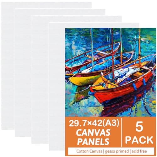 Image of Koncci Canvas for Painting 29.7x42cm(A3), 5 Packs Large Canvas, 3mm Thickness Cotton Acid-Free Canvases for Acrylic & Oil & Watercolor Paint, for Professional Artist, Hobby Painters, Beginners