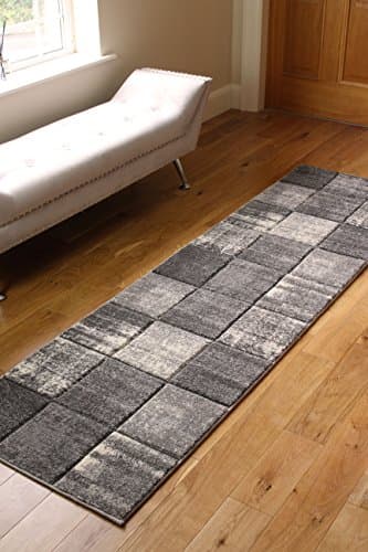 Image of Vienna Modern Small Extra Large Grey Silver Marble Quality Thick Floor Long Carpet Runner Rugs (66x230cm (Runner))