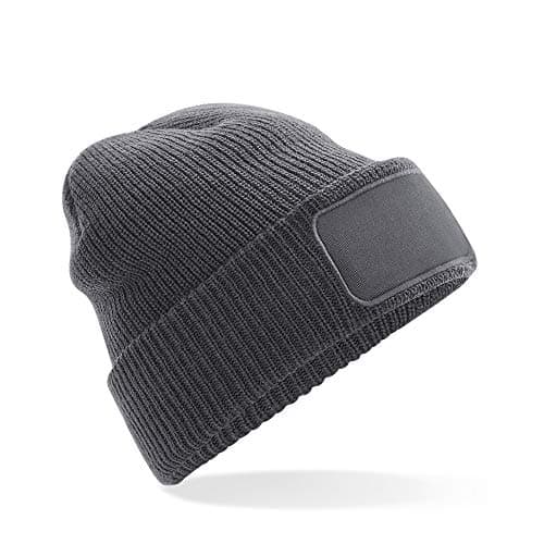 Image of Beechfield - Ribbed Knit - Thinsulate™ Patch Beanie Graphite Grey